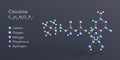 citicoline molecule 3d rendering, flat molecular structure with chemical formula and atoms color coding