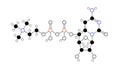 citicoline molecule, structural chemical formula, ball-and-stick model, isolated image cytidine diphosphate-choline