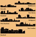 8 Cities in Connecticut (Hartford, New London, New Haven, West Hartford, Middletown, Stamford, Bridgeport, Norwalk )