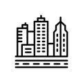 Black line icon for Cities, capital and hometown