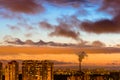 Cities and industrial smoke clouds the sky sunset night Kelvin-helmholtz instability Venus planet Royalty Free Stock Photo