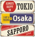 Cities in Japan retro tin signs collection