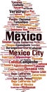 Cities in Mexico word cloud