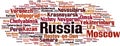 Cities in Russia word cloud