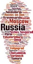 Cities in Russia word cloud