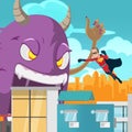 Cities Superhero Monster Battle Action Vector