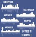 5 Cities in Tennessee (Nashville, Knoxville, Memphis, Chattanooga, Maryville)