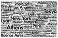 Cities in the World related word cloud Royalty Free Stock Photo