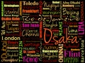 Cities in the World related word cloud Royalty Free Stock Photo