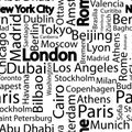 Cities of the world seamless pattern. seamless pattern background with names of cities. Seamless pattern with names of cities.
