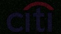 Citigroup logo made of hexadecimal symbols on computer screen. Editorial 3D rendering