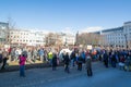 Citizens of Iceland demonstrating outside the council in Reykjavik