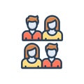 Color illustration icon for Citizens, coupl and age