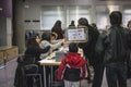 Citizens voting at electoral college in Madrid, Spain, at the Spanish general elections day