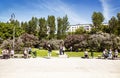 Citizens walk in the Lilac garden on a summer day. Moscow