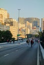 Citizens walk the viaduct Minhocao, or Elevado Presidente Joao Goulart, in Sao Paulo downtown, Brazil