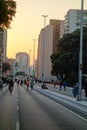Citizens walk the viaduct Minhocao, or Elevado Presidente Joao Goulart, in Sao Paulo downtown, Brazil