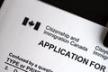 Citizenship and Immigration Canada inscription and small canadian flag Royalty Free Stock Photo