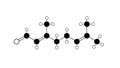 citral molecule, structural chemical formula, ball-and-stick model, isolated image acyclic monoterpene aldehyde