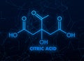 Citric acid concept chemical formula icon label, text font vector illustration