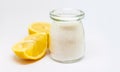 Citric acid on a white isolated background. Selective focus Royalty Free Stock Photo