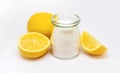 Citric acid on a white isolated background. Selective focus Royalty Free Stock Photo