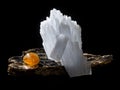 Citrine and Anhydrite on Mica Royalty Free Stock Photo