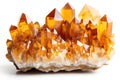 Citrine geode close up. Stone crystals isolated on white background Royalty Free Stock Photo