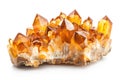 Citrine geode close up. Stone crystals isolated on white background Royalty Free Stock Photo