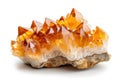 Citrine geode close up. Stone crystals isolated on white background Royalty Free Stock Photo