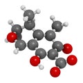 Citrinin mycotoxin molecule. 3D rendering. Atoms are represented as spheres with conventional color coding: hydrogen (white), Royalty Free Stock Photo