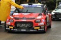 The Citroen C3 race car at the start of a speed test of the 46th Il Ciocco Rally on 10 and 11 March 2023. Royalty Free Stock Photo