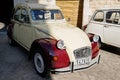 Citroen 2CV bordeaux red cream beige white retro vintage french historical old car