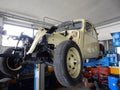 Citroen Traction on the lift bridge