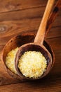 Citron lemon salt in rustic wooden spoons