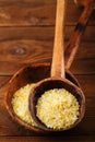 Citron lemon salt in rustic wooden spoons