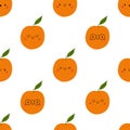 Kawaii Cartoon Orange. Colored Patterns
