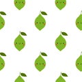 Kawaii Cartoon Lime. Colored Patterns