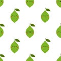 Kawaii Cartoon Lime. Colored Patterns