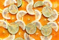 Citrus background from lemon, orange and lime slices