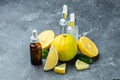 Citrus bergamia and Bergamot essential oil for spa and hair treatment, hair loss problem, hairfall control, Nutrition organics Royalty Free Stock Photo