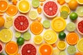 Citrus colorful fruits background mix flat lay, summer healthy vegetarian vitamin food