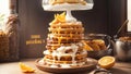 Citrus Delight Celebrating National Waffle Day with the Tangy Sweetness of Fresh Orange Sl.AI Generated