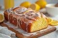 Citrus delight Lemon bread, sugar coated, whole loaf in close up view