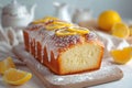 Citrus delight Lemon bread, sugar coated, whole loaf in close up view