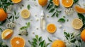 Citrus essential oil, vitamin C anti-aging serum, beauty care, or aromatherapy Royalty Free Stock Photo