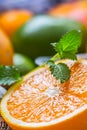 Citrus fresh fruit. Orange grapefruit lemon lime with mint leave Royalty Free Stock Photo