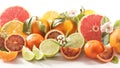 Citrus fruit assortment isolated on white