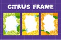 Citrus Fruit Frames and Borders Vector Collection. Hand-drawn Oranges, Lemons, and Limes Royalty Free Stock Photo
