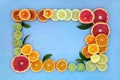 Citrus Fruit for Good Health Background Border Royalty Free Stock Photo
